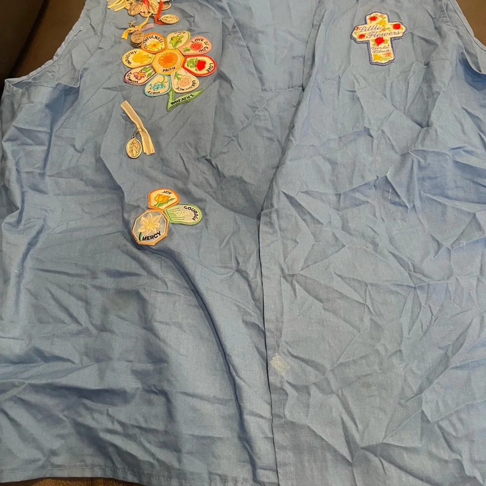 Little Flowers Girl’s Club Blue Vest with‎ Colorful Patches